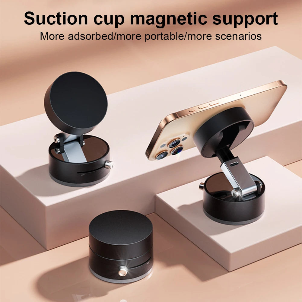 Foldable Magnetic Vacuum Car Phone Holder Foldable Suction Cup with Suction Cup Hands-Free Navigation for Iphone 16 15 Samsung